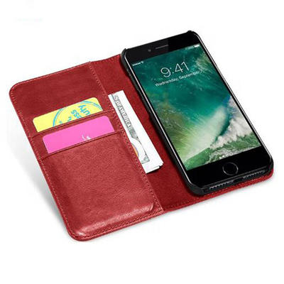Genuine Leather Cell Phone Flip Cases With Card Holders