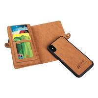 Hejiuyuan iPhone X XS Max Magnetic Detachable 2 in 1 Zipper Wallet Phone Case